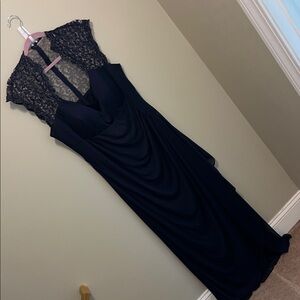 Xscape Navy Lace Maxi Dress